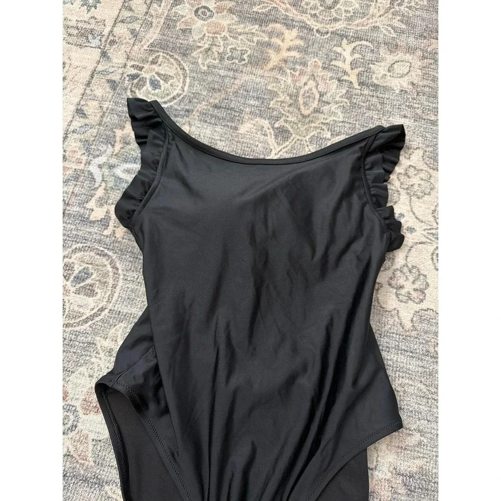 Aerie Black Ruffles One Piece Swimsuit NWT